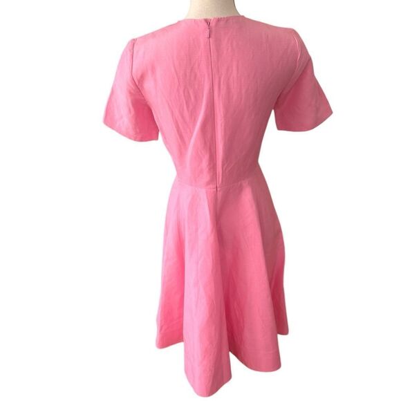 LAFAYETTE 148 NEW YORK Pink Silk & Linen Midi Dress 4 - Picture 3 of 5